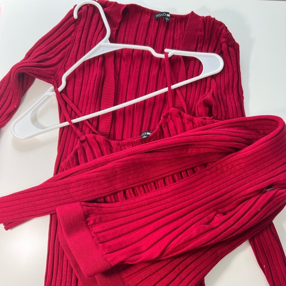 Fashion Nova Pants - 3 Piece Red Comfy Lounge Set